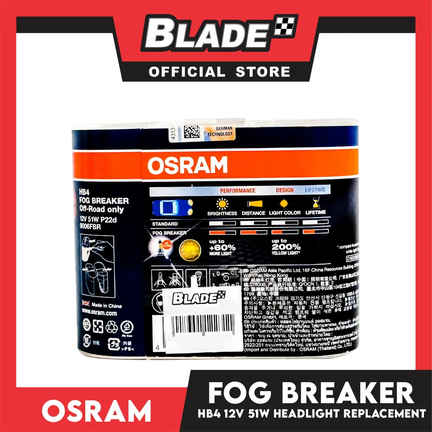Osram Fog Breaker HB4/9006-NBU Fog light Replacement Bulb