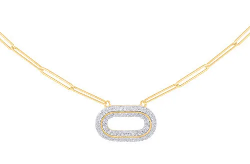 Oval Diamond Pave Paper Clip Necklace