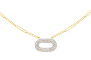 Oval Diamond Pave Paper Clip Necklace