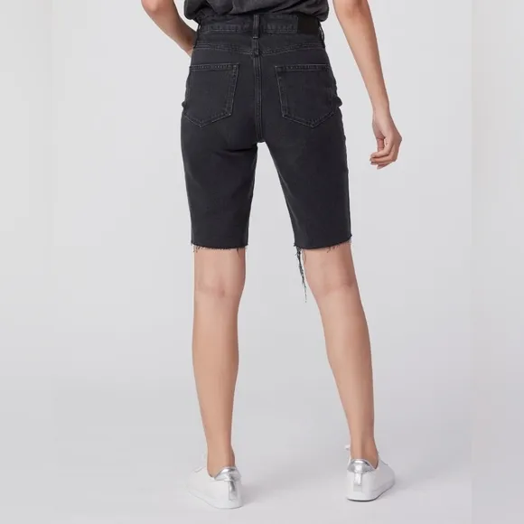 Paige Premium Denim - Robbie High Rise Short w/Caballo Inseam   Raw Hem in Black