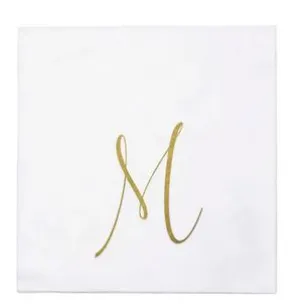Papersoft Gold Monogram Cocktail Napkins M