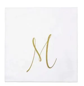 Papersoft Gold Monogram Cocktail Napkins M