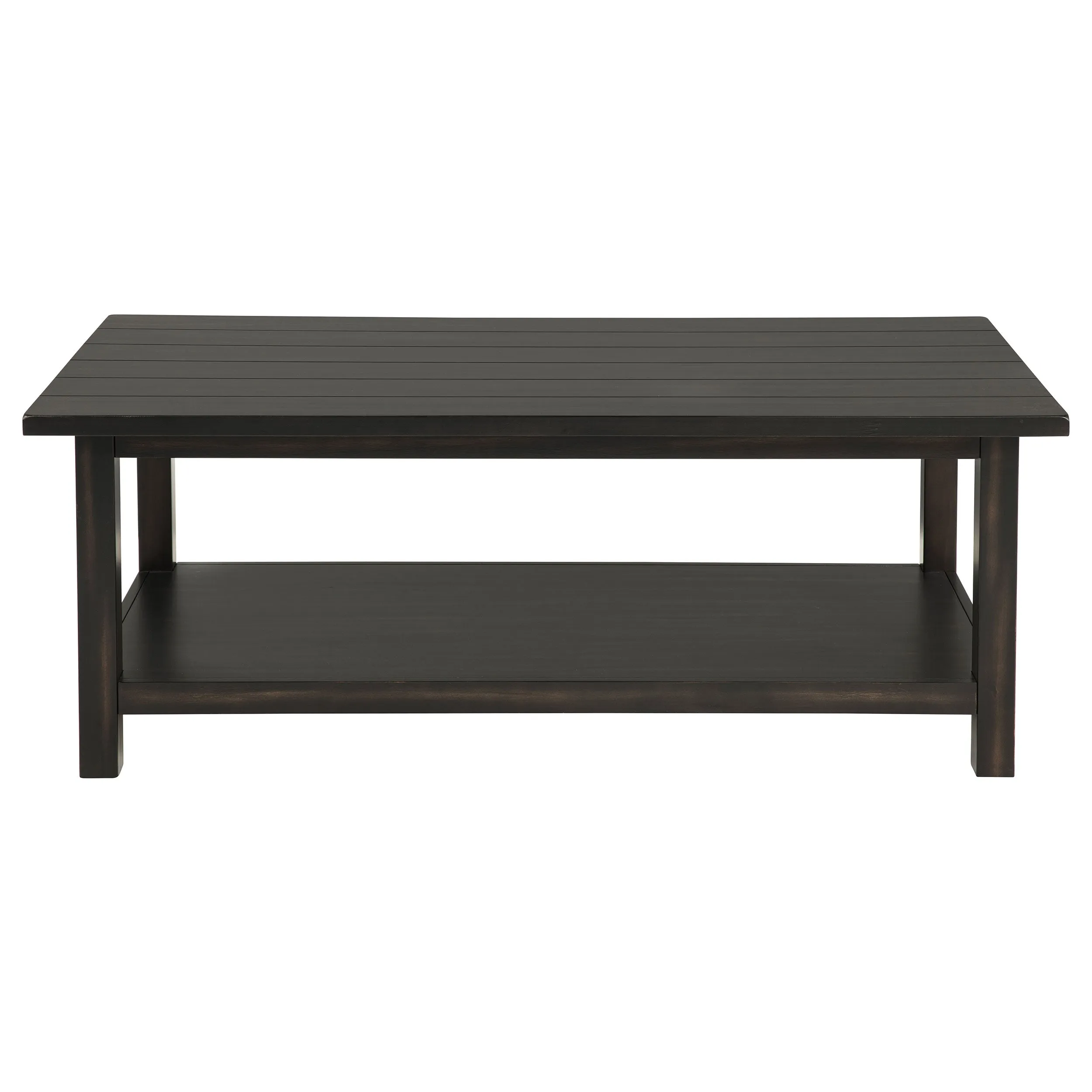 Payne Wood Coffee Table with Shelf Distressed Java