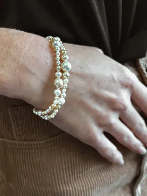Peachy Golden Akoya Pearl Double Strand Bracelet
