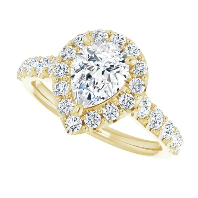 Pear Cut Diamond Halo Engagement Ring