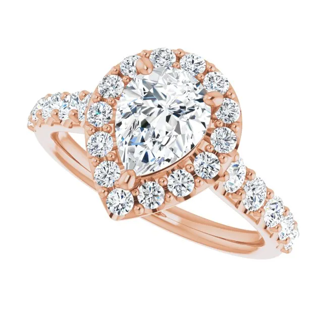 Pear Cut Diamond Halo Engagement Ring