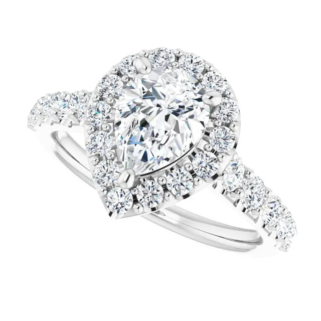 Pear Cut Diamond Halo Engagement Ring