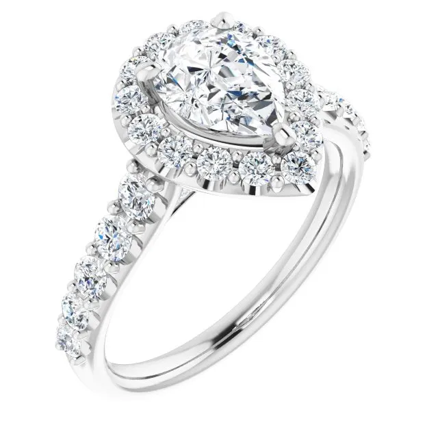 Pear Cut Diamond Halo Engagement Ring