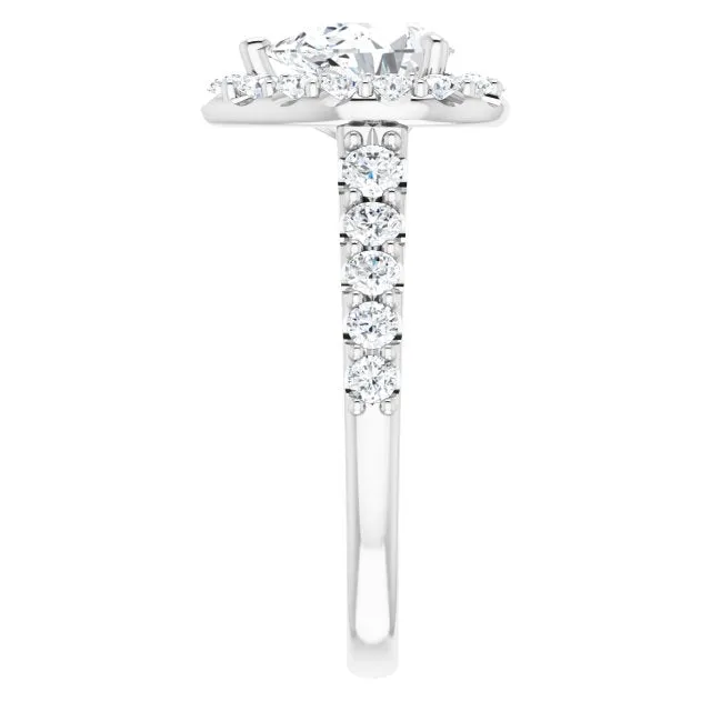 Pear Cut Diamond Halo Engagement Ring
