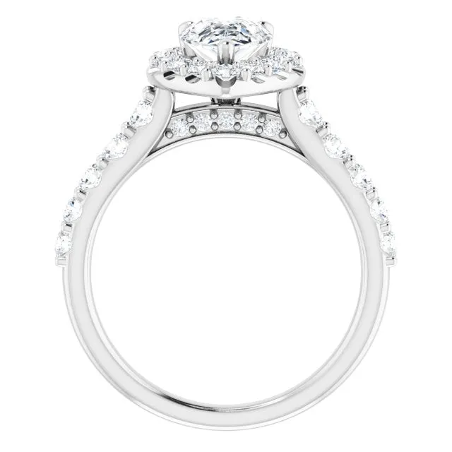 Pear Cut Diamond Halo Engagement Ring