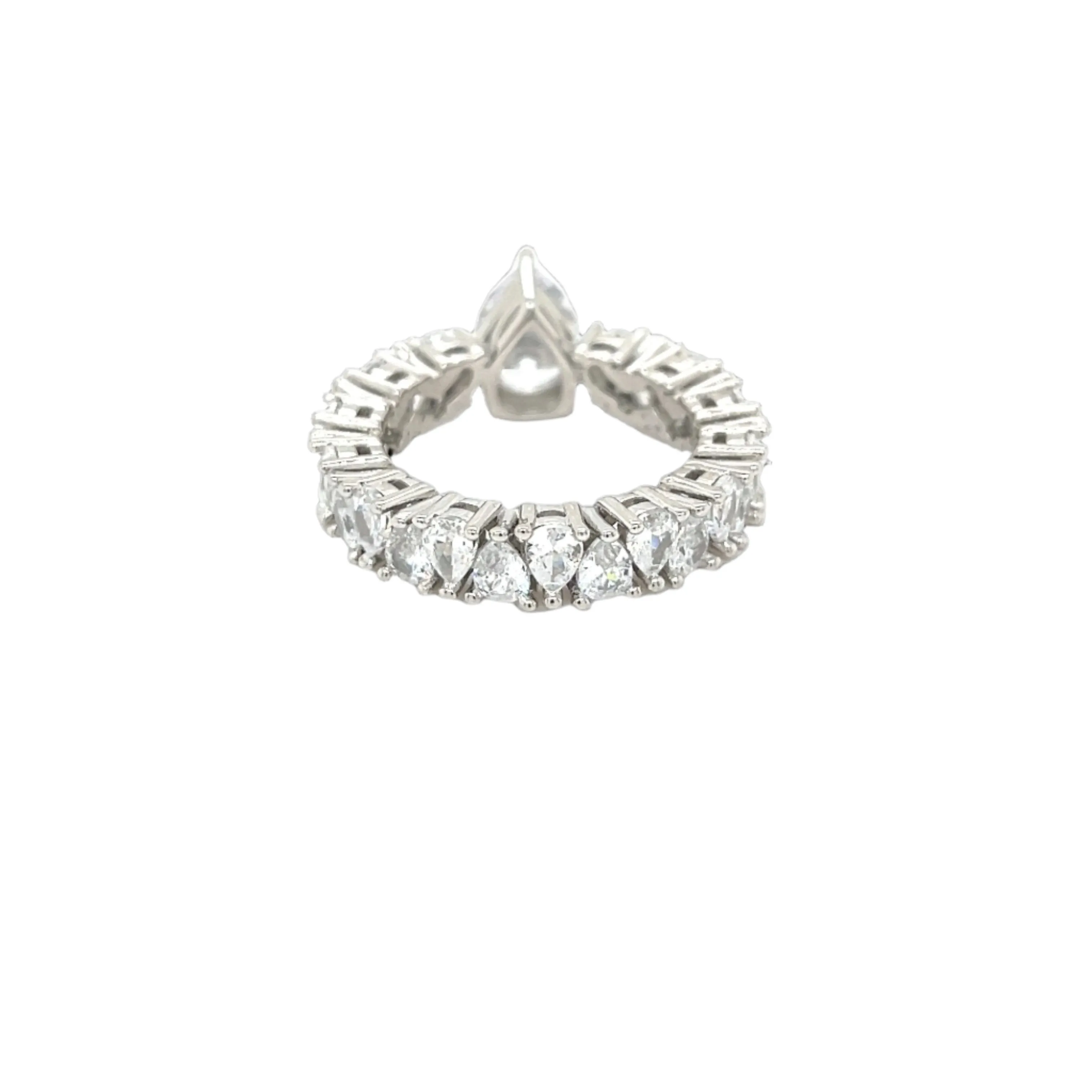 Pear-Shaped Cut Lab-Created Moissanite Sterling Silver Engagement Ring - M102779