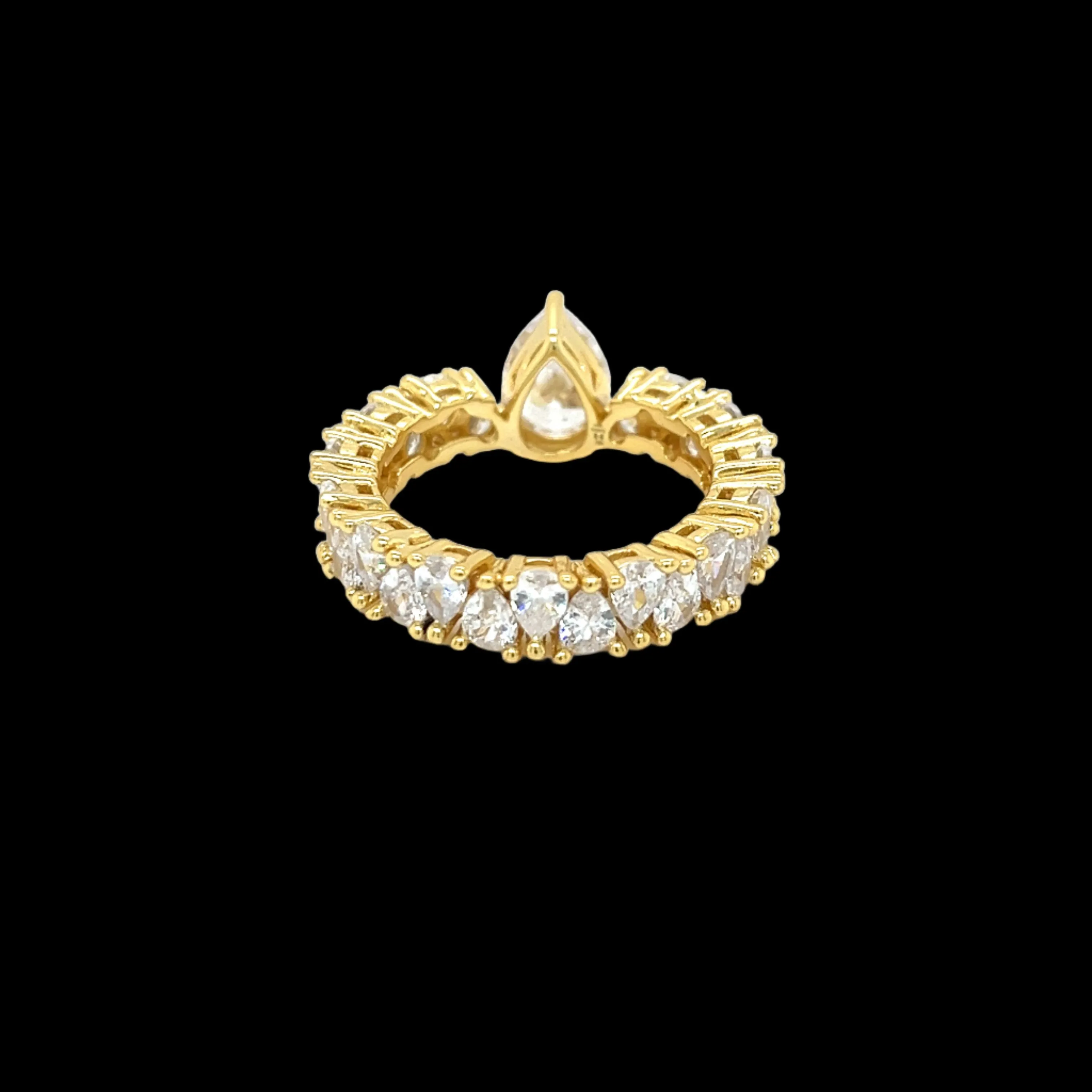 Pear-Shaped Cut Lab-Created Moissanite Sterling Silver Engagement Ring - M102779
