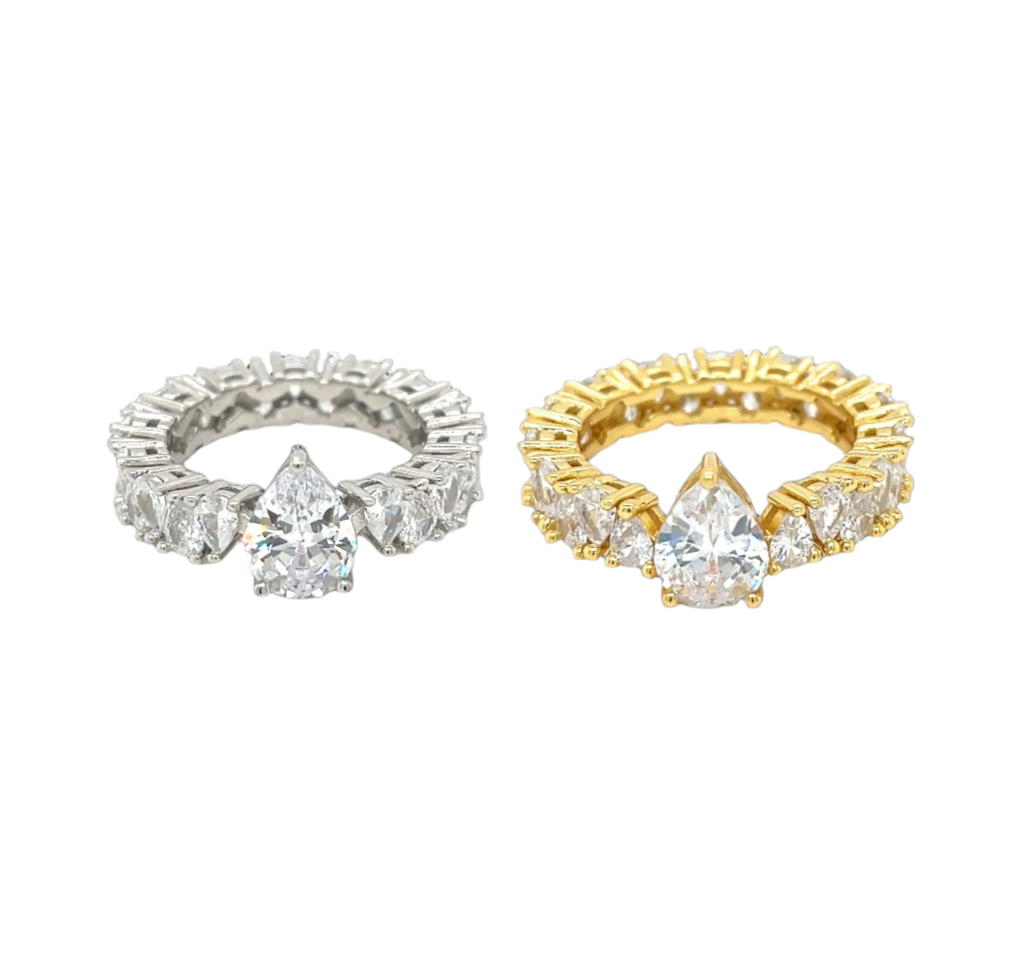Pear-Shaped Cut Lab-Created Moissanite Sterling Silver Engagement Ring - M102779