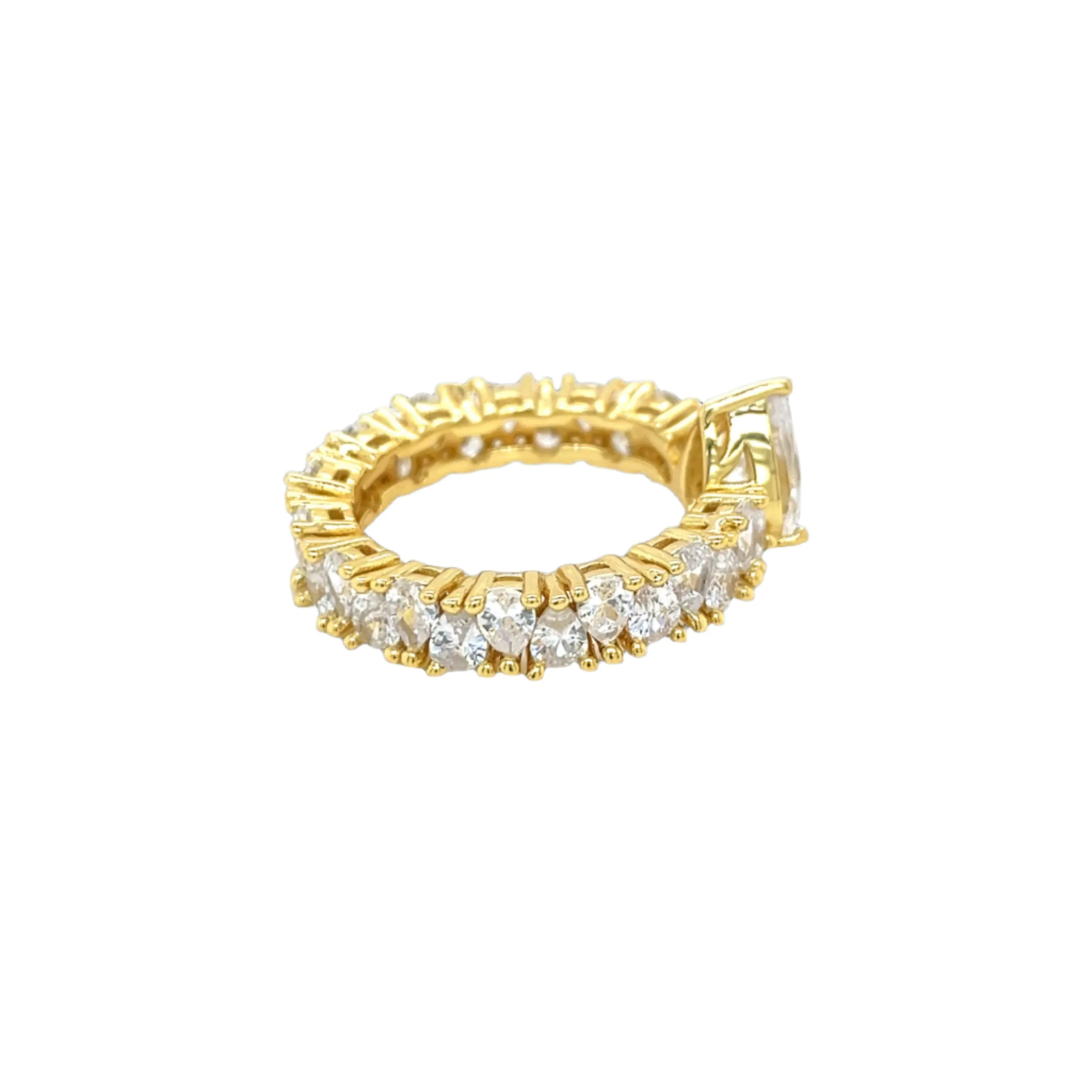 Pear-Shaped Cut Lab-Created Moissanite Sterling Silver Engagement Ring - M102779