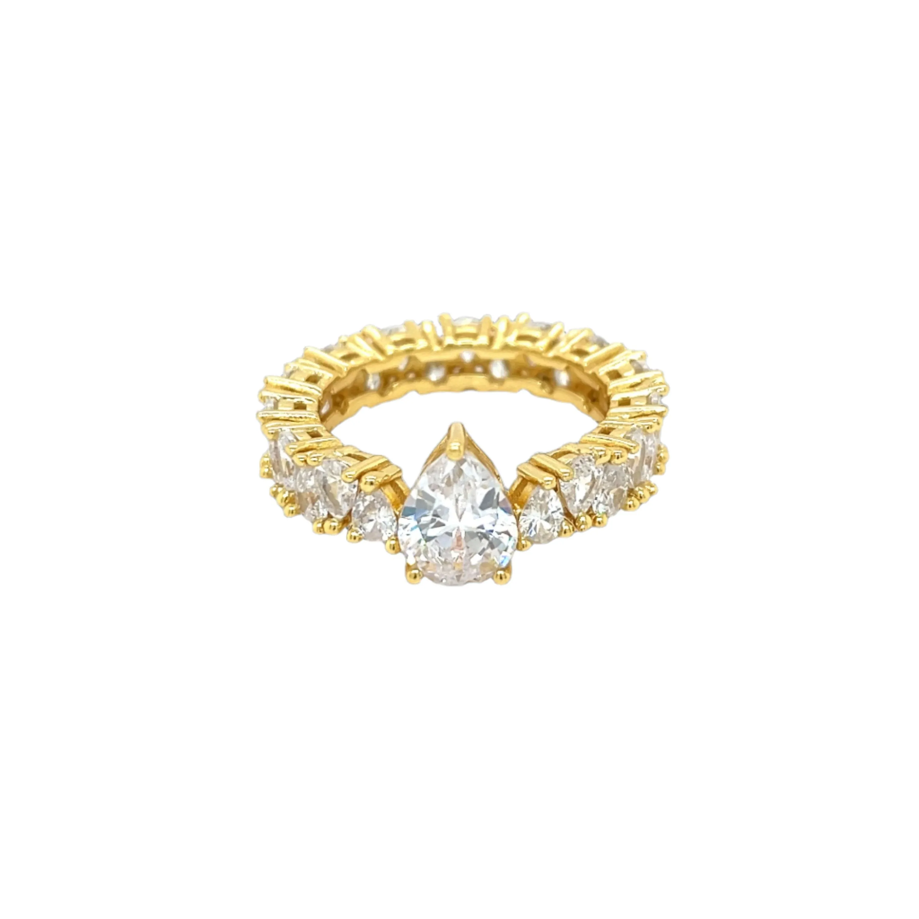 Pear-Shaped Cut Lab-Created Moissanite Sterling Silver Engagement Ring - M102779
