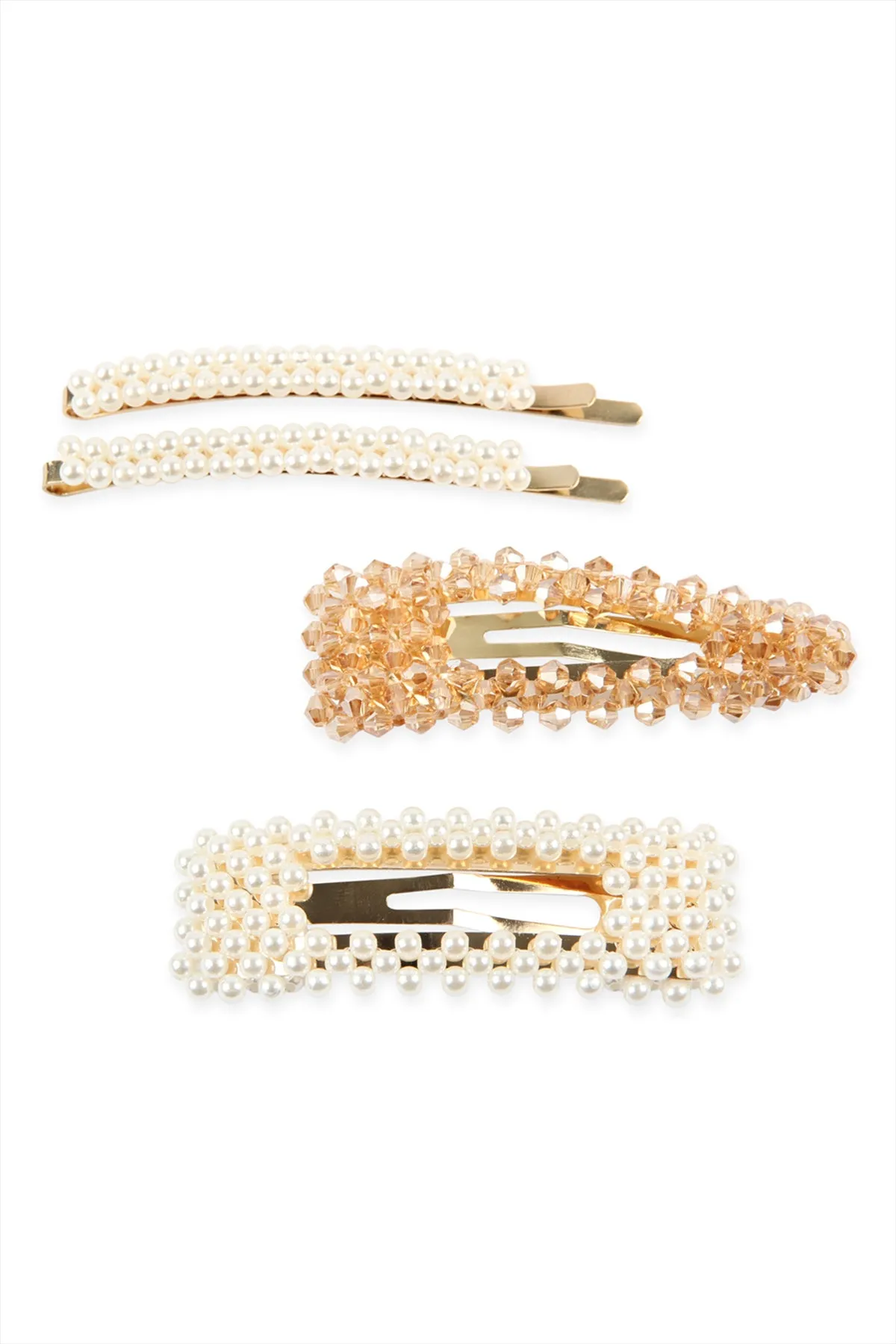 PEARL AND GLASS BEADS HAIR PIN SET