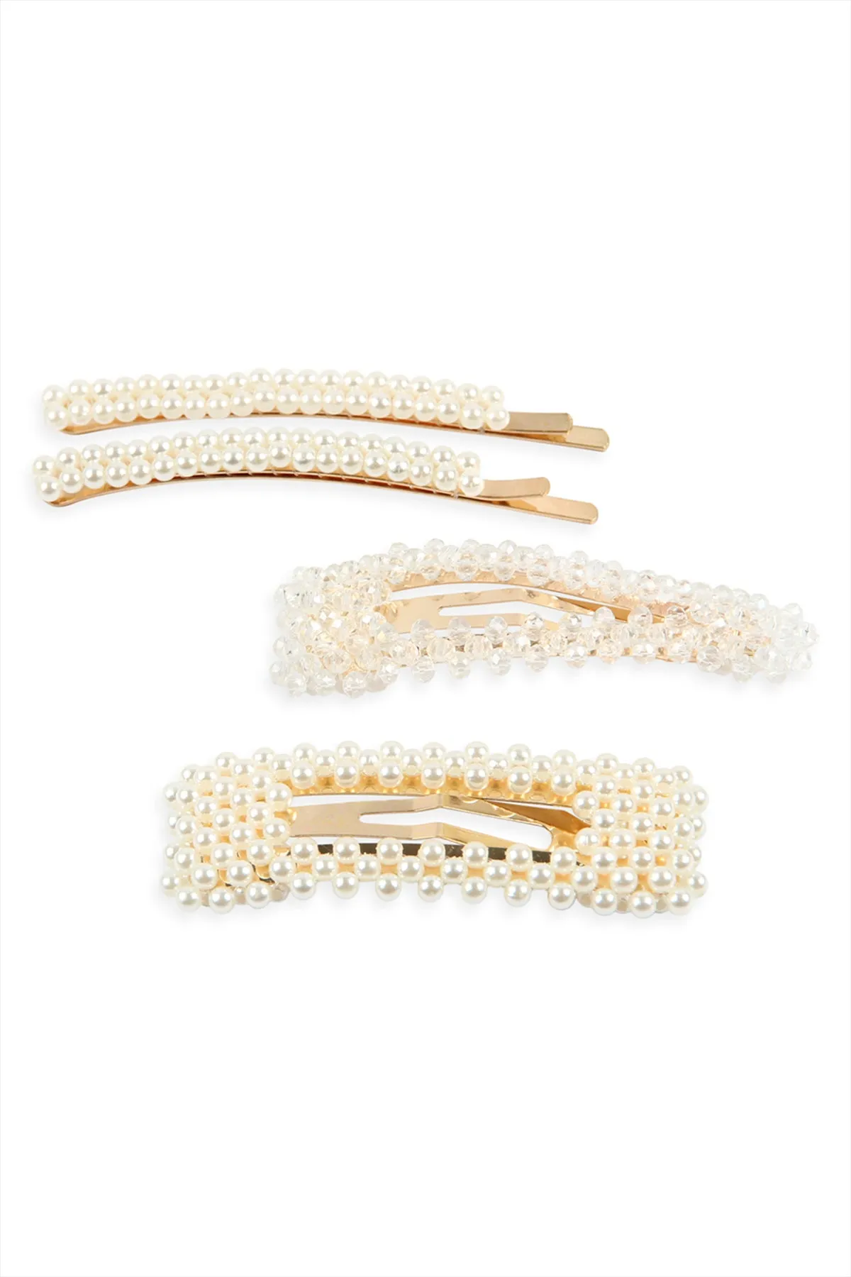 PEARL AND GLASS BEADS HAIR PIN SET