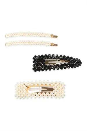 PEARL AND GLASS BEADS HAIR PIN SET