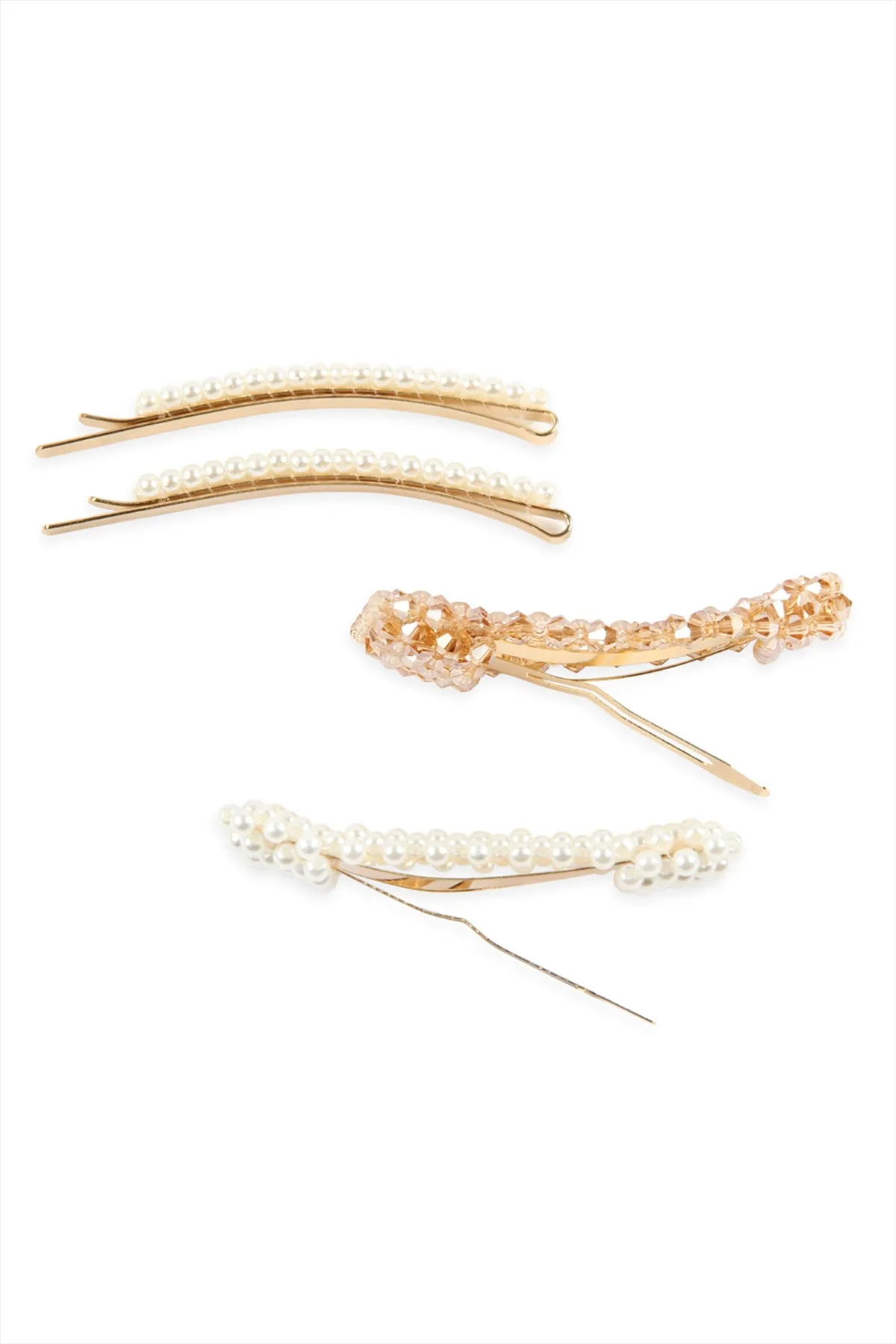 PEARL AND GLASS BEADS HAIR PIN SET