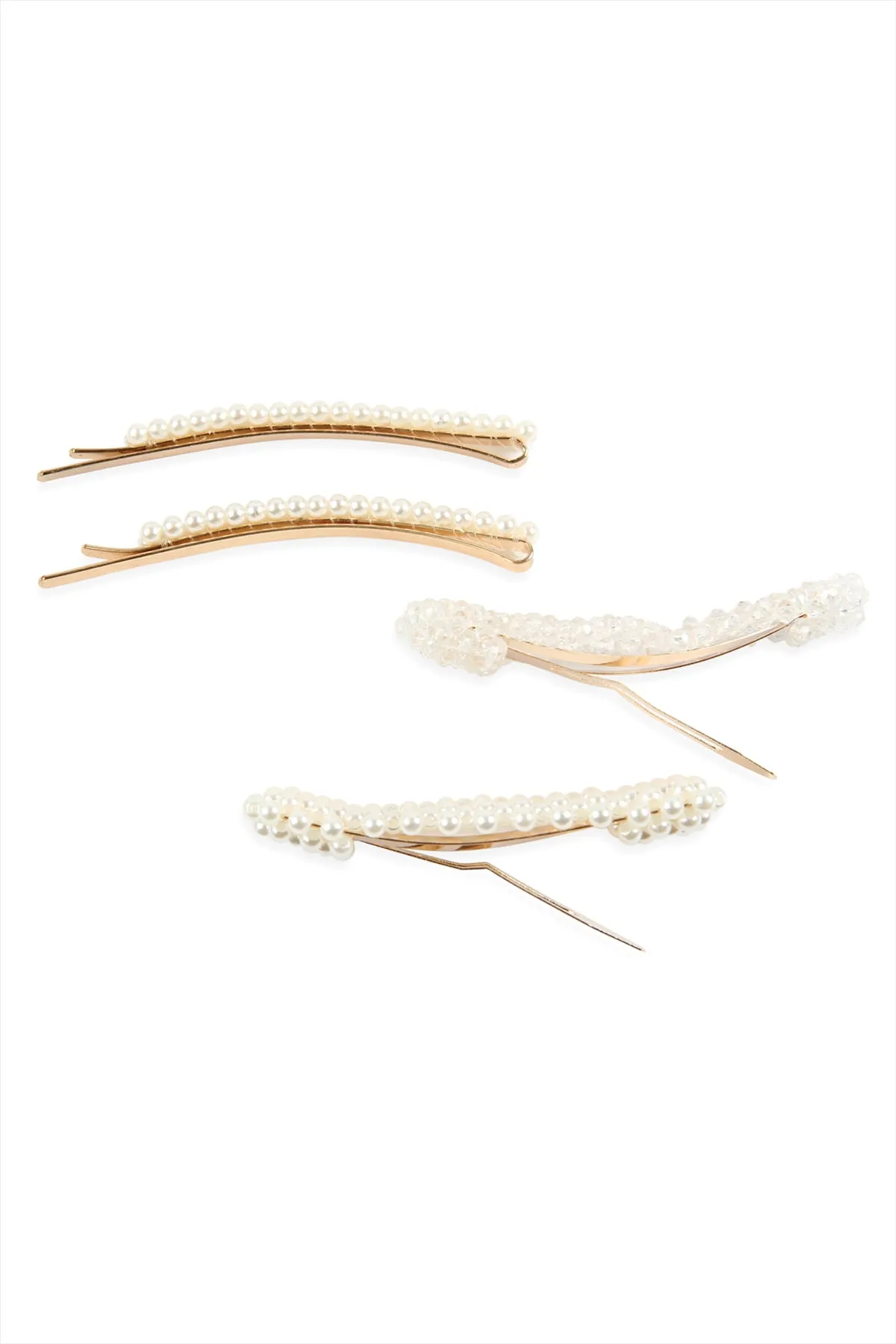PEARL AND GLASS BEADS HAIR PIN SET