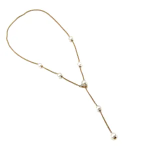 Pearl Lariat Necklace, 14k gold