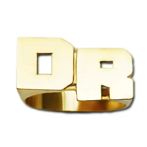 Personalized 14K Gold Two Initial Monogram Ring- 10mm