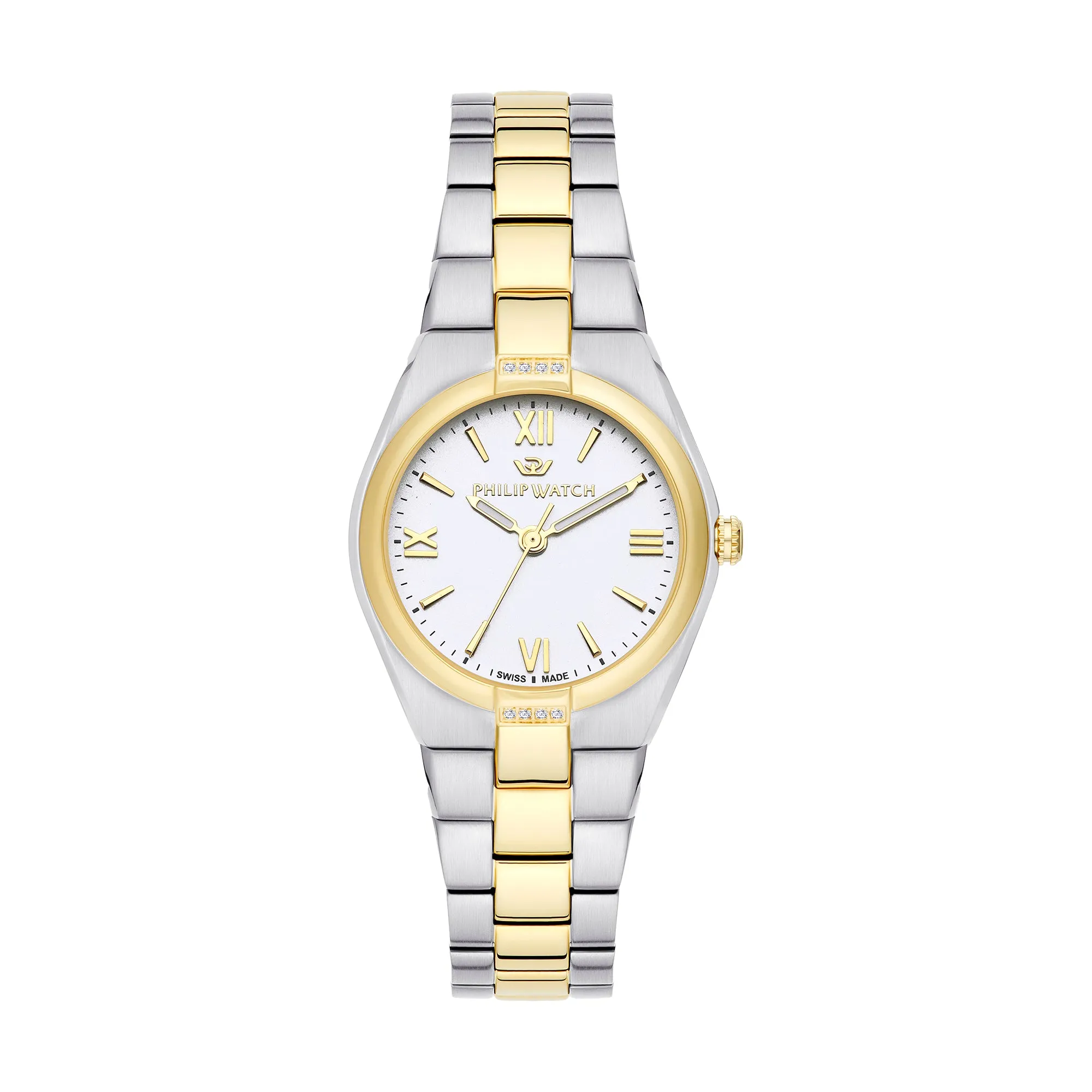 Philip Watch TIMELESS 3H 29MM W/DIAM SIL DIA BR SS YG