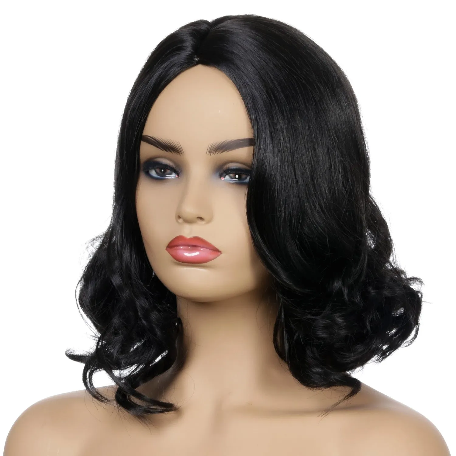 Poppy | Black Medium Wavy Synthetic Hair Wig