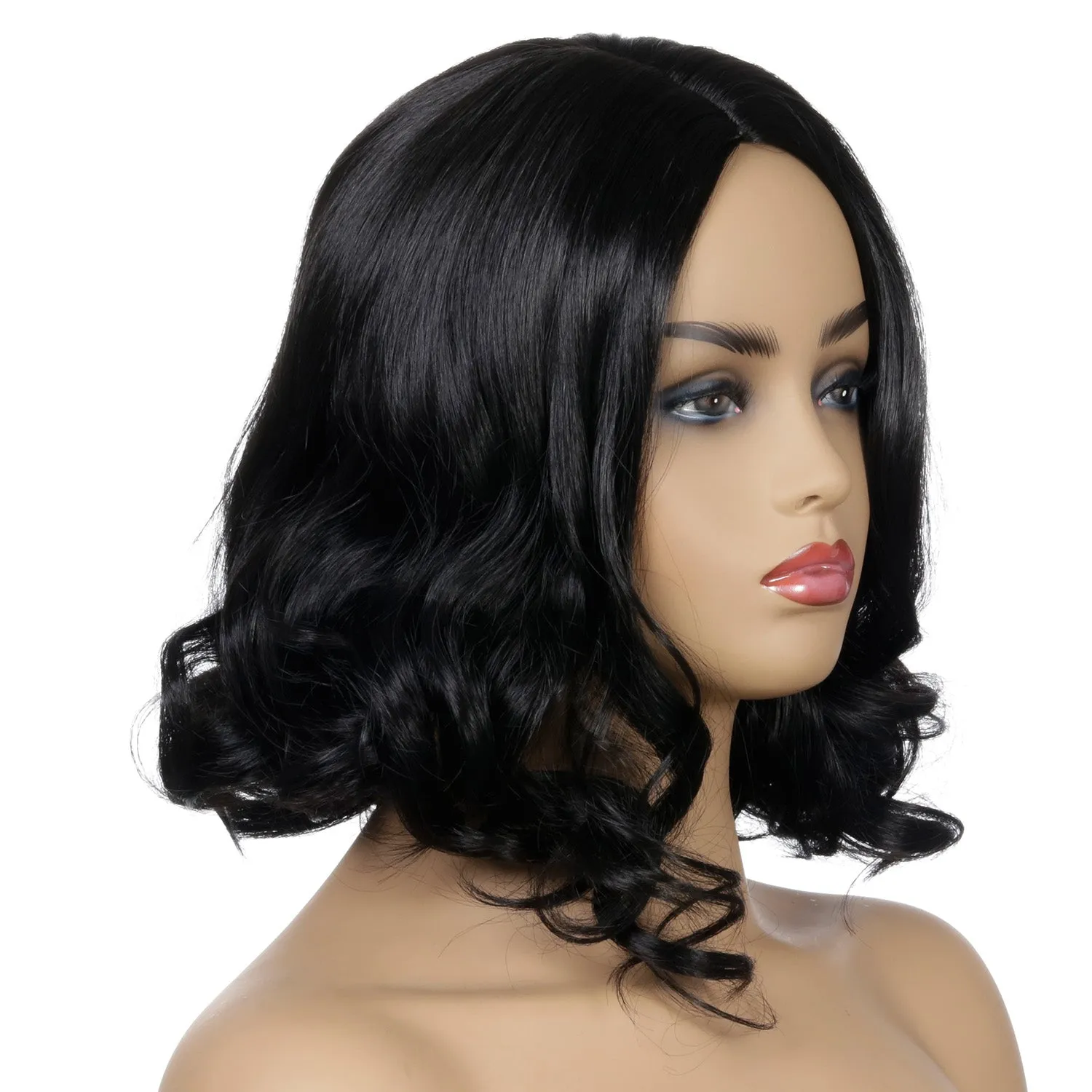 Poppy | Black Medium Wavy Synthetic Hair Wig