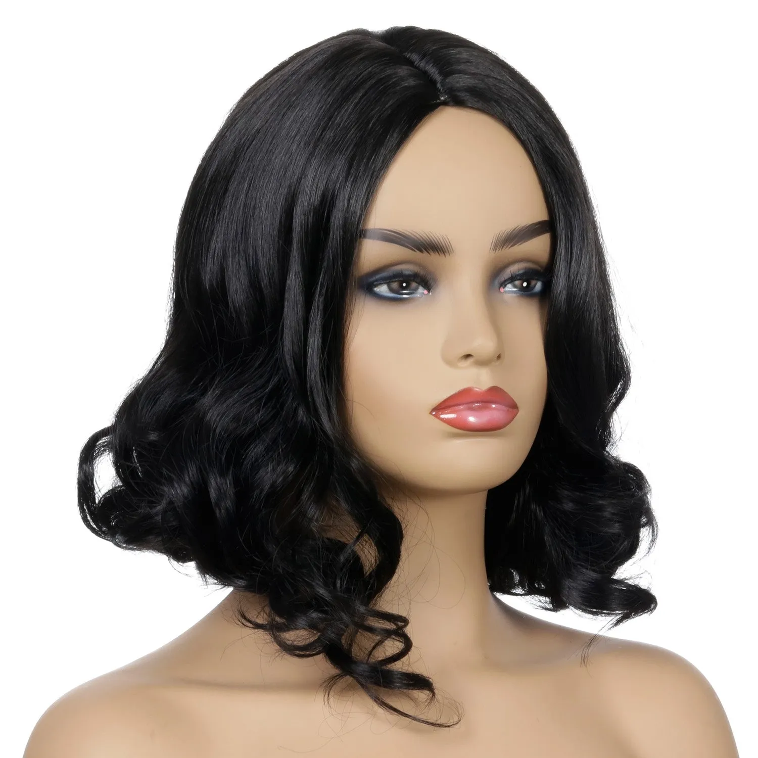 Poppy | Black Medium Wavy Synthetic Hair Wig