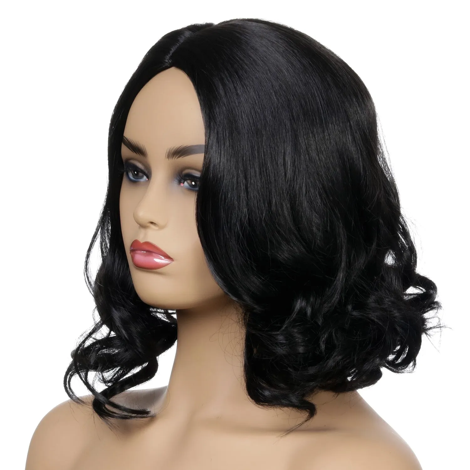 Poppy | Black Medium Wavy Synthetic Hair Wig