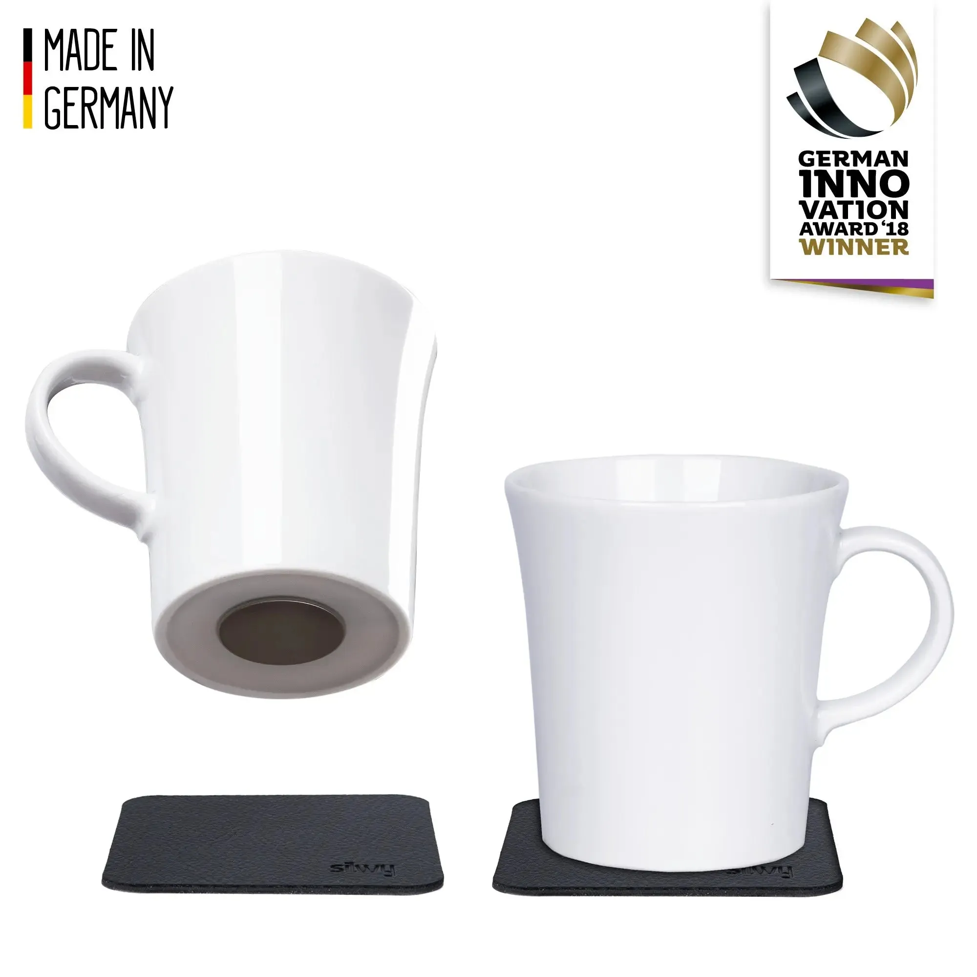 Porcelain Magnetic Handle Cups - Pads in BLACK - by Silwy