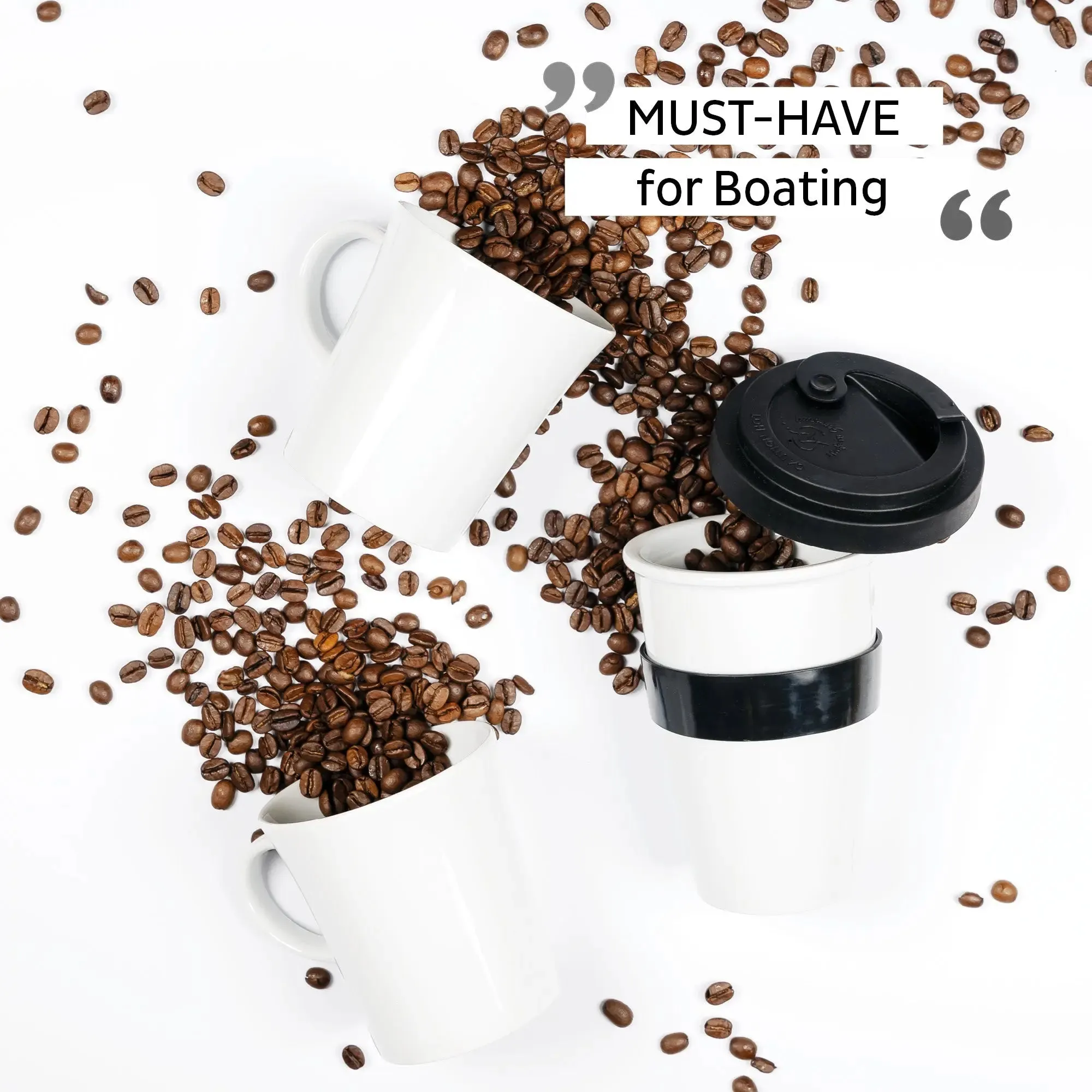Porcelain Magnetic Handle Cups - Pads in BLACK - by Silwy