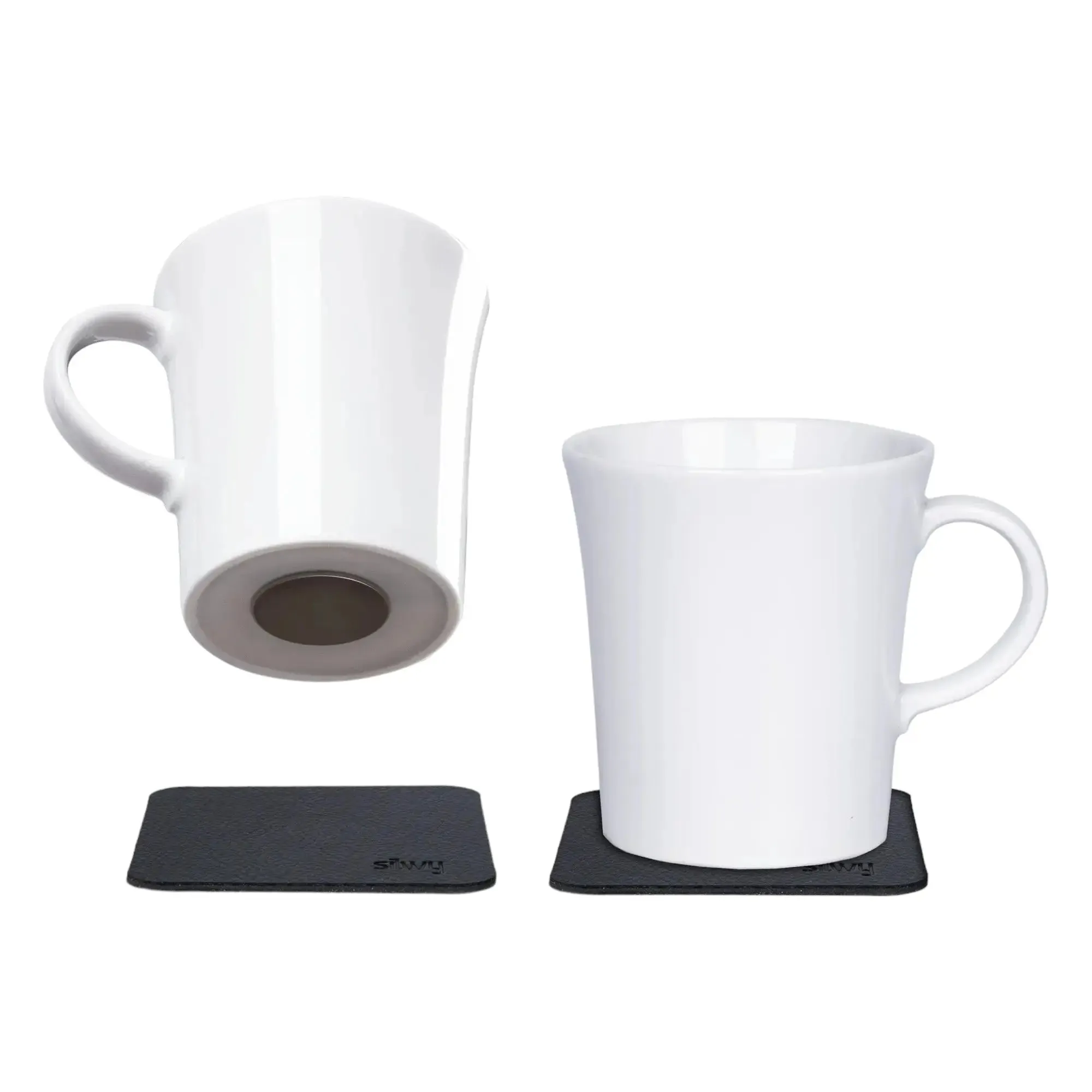 Porcelain Magnetic Handle Cups - Pads in BLACK - by Silwy