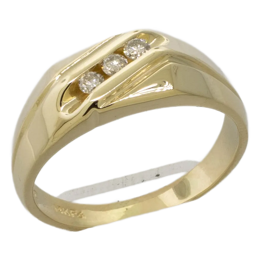Pre-Owned 14K Yellow Gold Men's Diamond Ring – 3 Round Diamonds .50CTW Sz 10