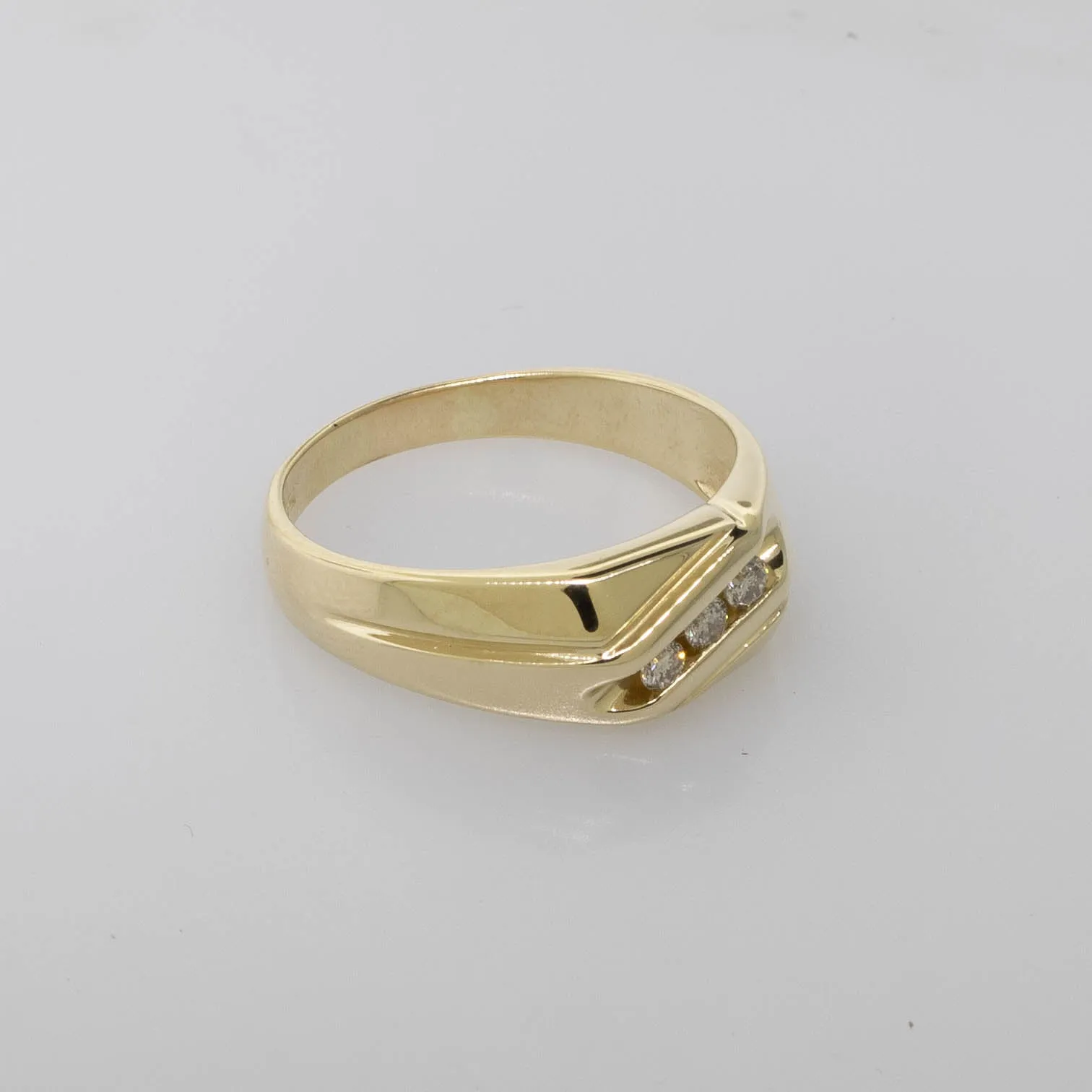Pre-Owned 14K Yellow Gold Men's Diamond Ring – 3 Round Diamonds .50CTW Sz 10