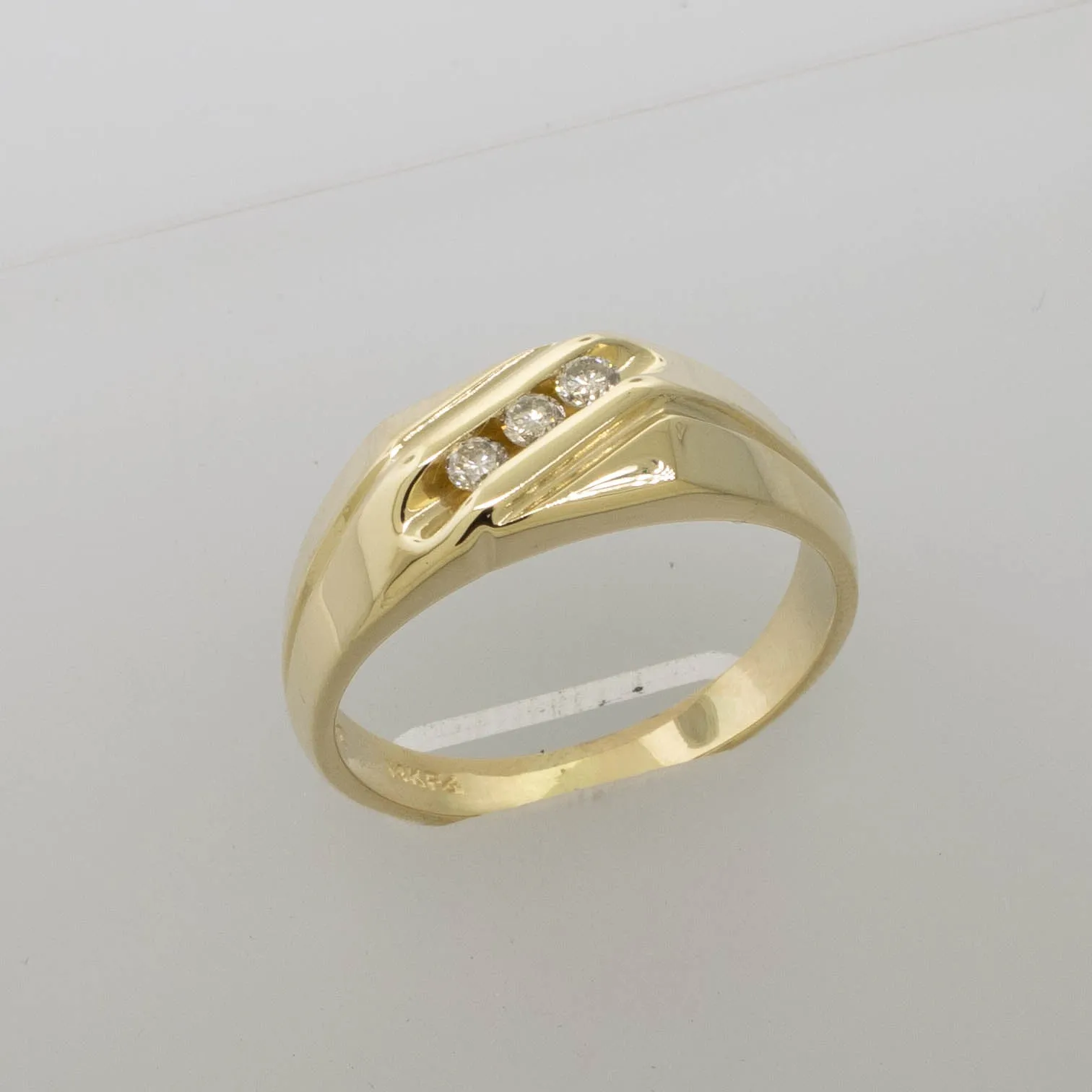 Pre-Owned 14K Yellow Gold Men's Diamond Ring – 3 Round Diamonds .50CTW Sz 10