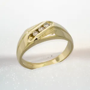 Pre-Owned 14K Yellow Gold Men's Diamond Ring – 3 Round Diamonds .50CTW Sz 10
