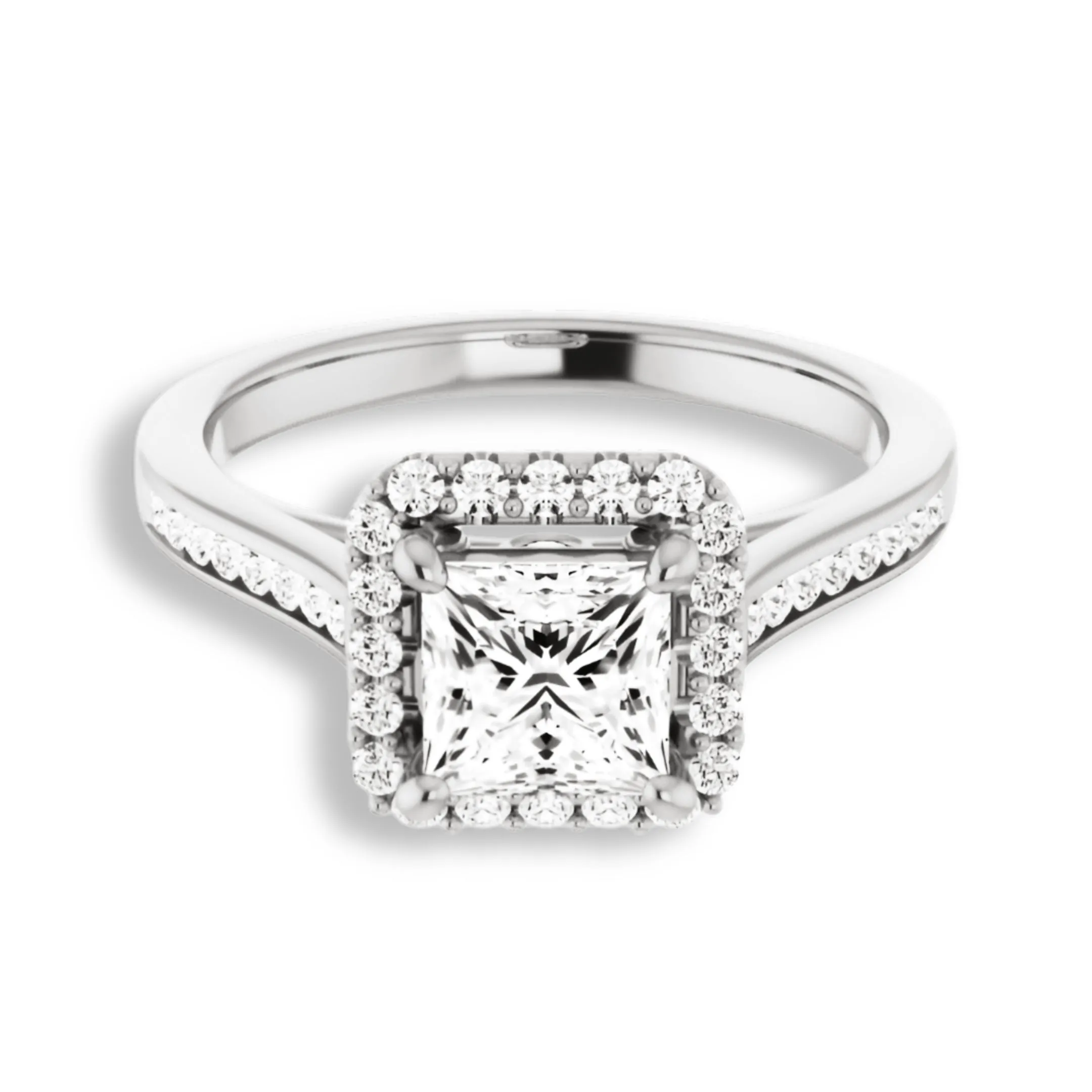 Princess Diamond Halo Engagement Ring