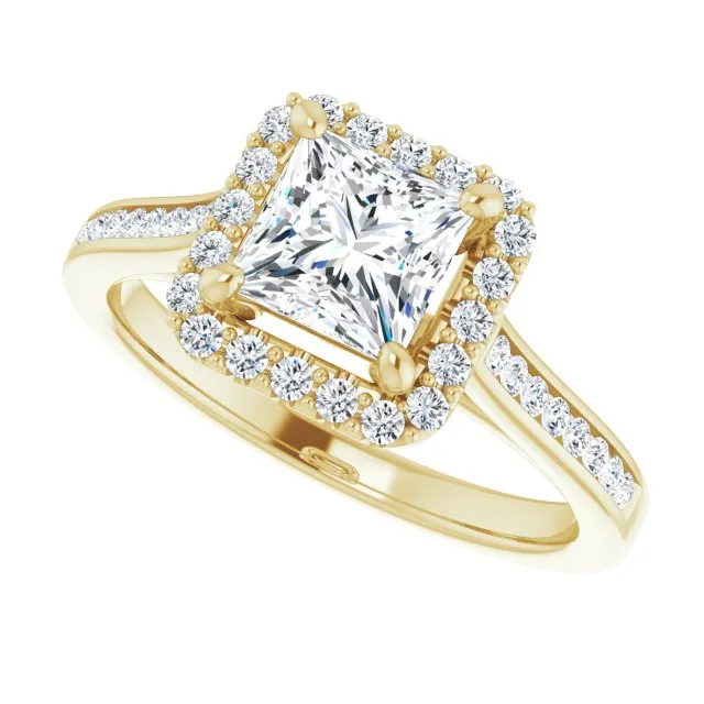 Princess Diamond Halo Engagement Ring