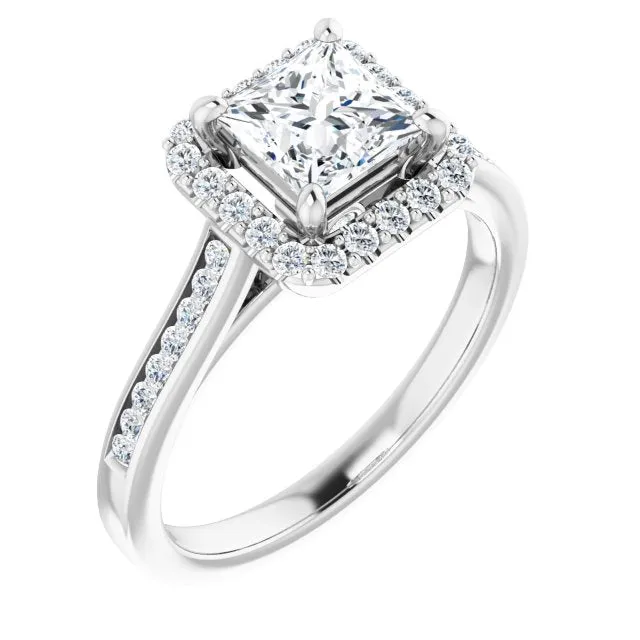 Princess Diamond Halo Engagement Ring
