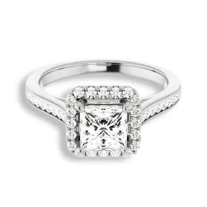 Princess Diamond Halo Engagement Ring