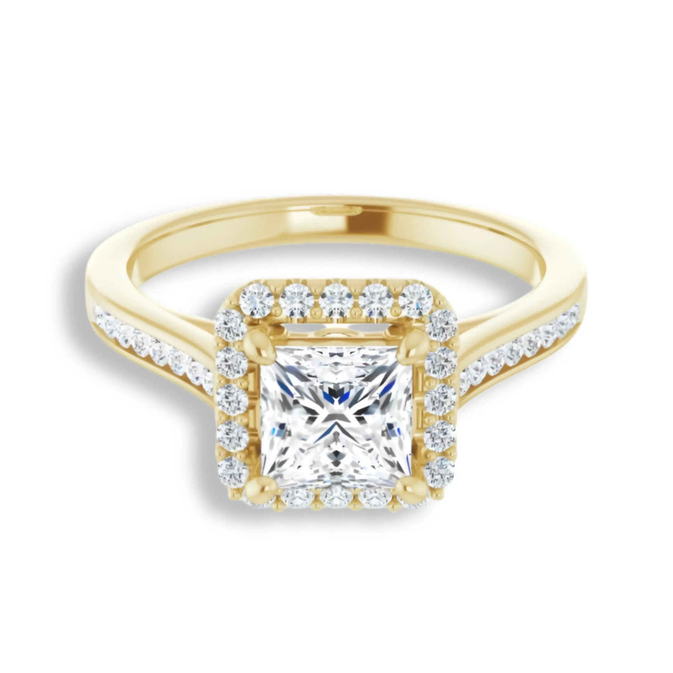 Princess Diamond Halo Engagement Ring