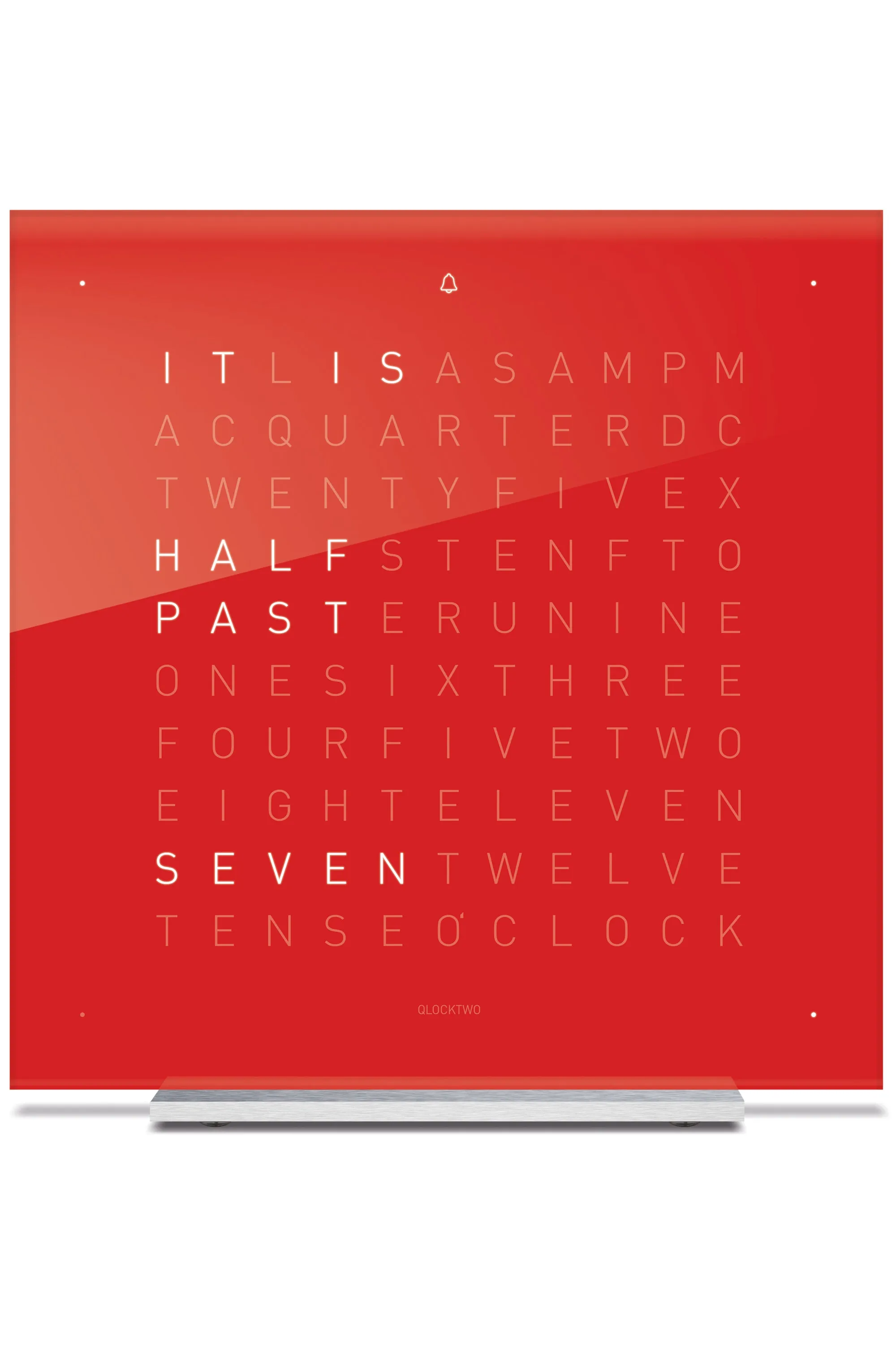 QLOCKTWO TOUCH Aluminium Desk Clock with CHERRY CAKE Acrylic Faceplate