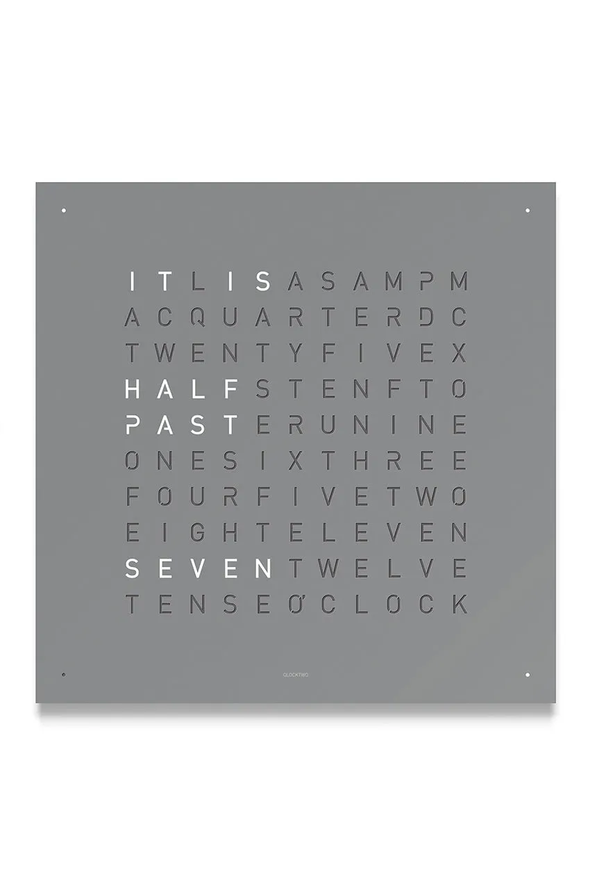 QLOCKTWO Wall Clock with GREY PEPPER Stainless Steel Faceplate