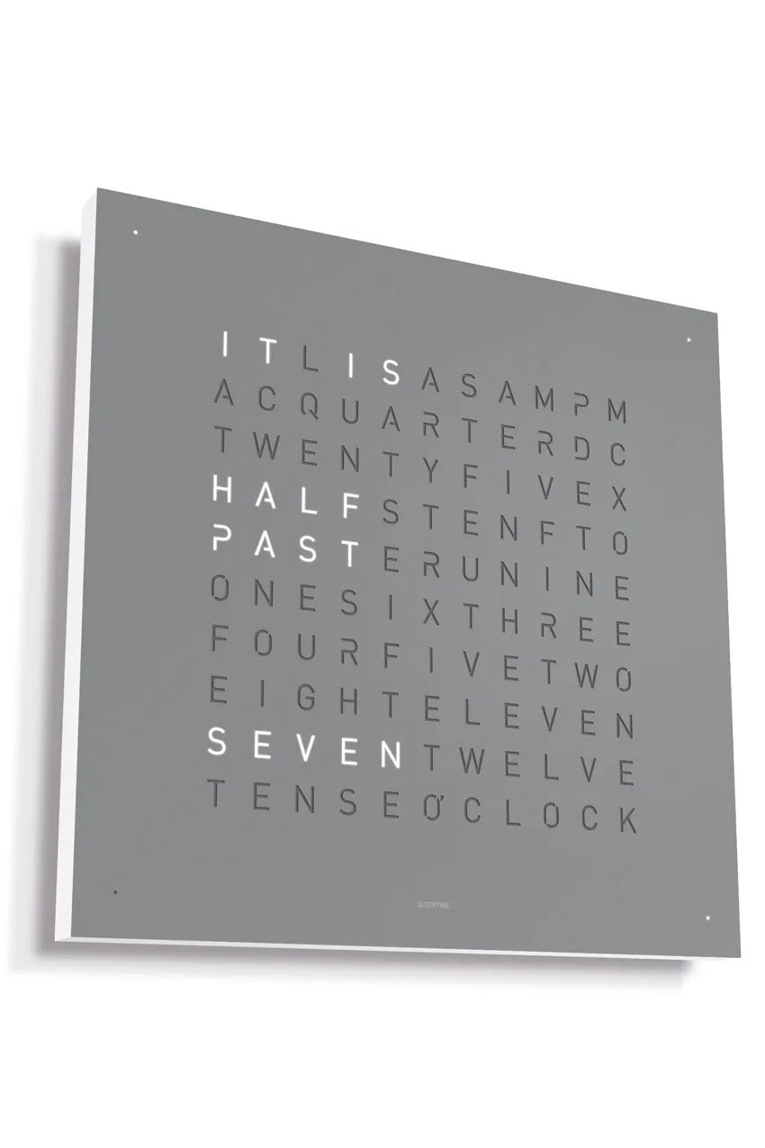 QLOCKTWO Wall Clock with GREY PEPPER Stainless Steel Faceplate
