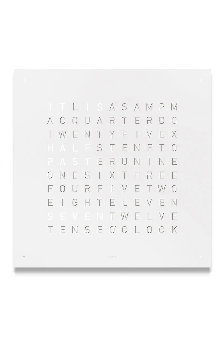 QLOCKTWO Wall Clock with WHITE PEPPER Stainless Steel Faceplate