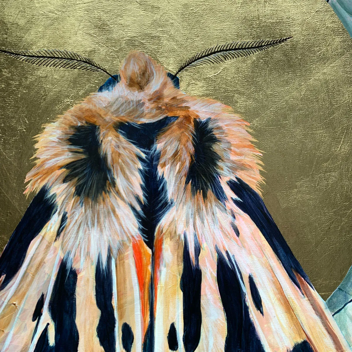 "Impermanence" Crimson Tiger Moth Painting 20x24