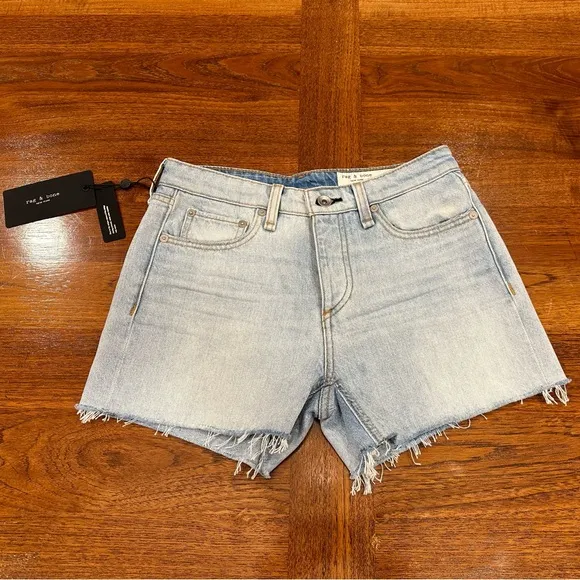 Rag &amp; Bone Dre Low Rise Cutoff Denim Shorts, Jade, Size 24