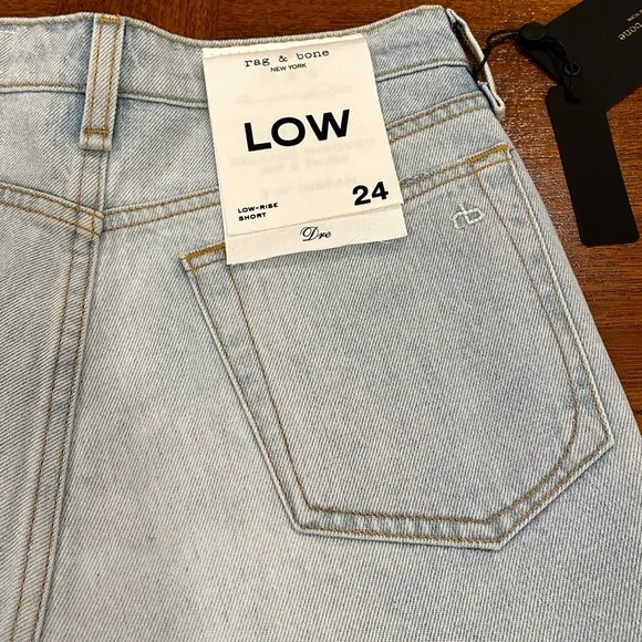 Rag &amp; Bone Dre Low Rise Cutoff Denim Shorts, Jade, Size 24